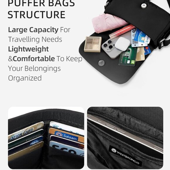 Stylish Black Crossbody Bag for Women - Durable & Lightweight for Everyday Use - Picture 3 of 7